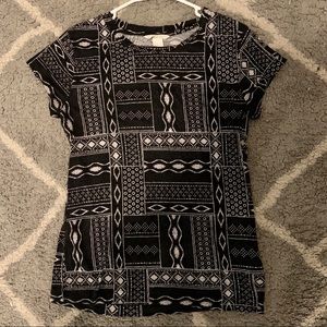 Navy tribal print fitted tee